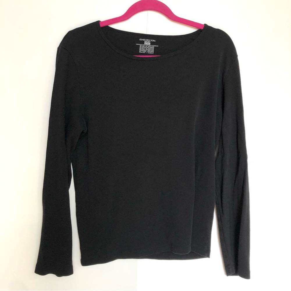 Jones New York Sport Long sleeve crew neck black top XL